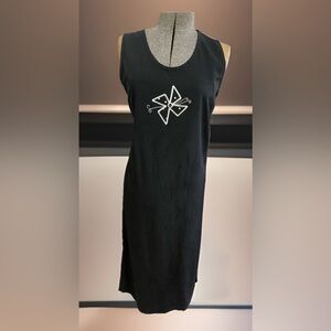 Vintage Lighthouse Point Maxi Dress Size Small Black w/ Abstract Butterfly NEW